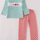 Red farm smocked pants set