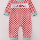 Red farm smocked romper