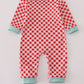 Red farm smocked romper
