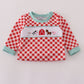 Red farm smocked romper