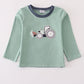 Blue excavator applique top