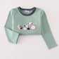 Blue excavator applique top