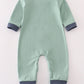 Blue excavator applique romper