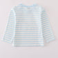 Blue crane applique stripe top