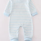 Blue crane applique stripe romper