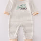 Cream excavator applique stripe romper