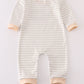 Cream excavator applique stripe romper