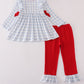 Blue farm embroidery plaid ruffle bubble