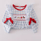 Blue farm embroidery plaid ruffle bubble