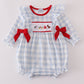 Blue farm embroidery plaid ruffle bubble