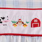 Blue farm embroidery plaid ruffle bubble