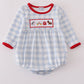 Blue farm embroidery plaid bubble
