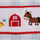 Blue farm embroidery plaid bubble