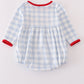 Blue farm embroidery plaid bubble