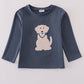 Navy puppy applique top
