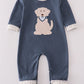Navy puppy applique romper