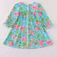 Green floral character applique dress