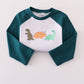 Blue dinosaur embroidery top