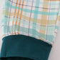 Blue dinosaur embroidery plaid pants set
