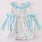 Blue floral print ruffle girl bubble