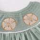 Sage sand dollar embroidery smocked girl set