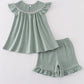 Sage sand dollar embroidery smocked girl set
