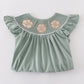 Sage sand dollar embroidery smocked girl set