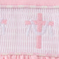 Pink easter cross embroidery smocked girl set