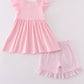 Pink easter cross embroidery smocked girl set
