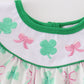 Green lucky clover bow embroidery girl bubble