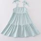 Blue tiered strap girl dress