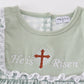 Sage easter he is risen cross embroidery girl set