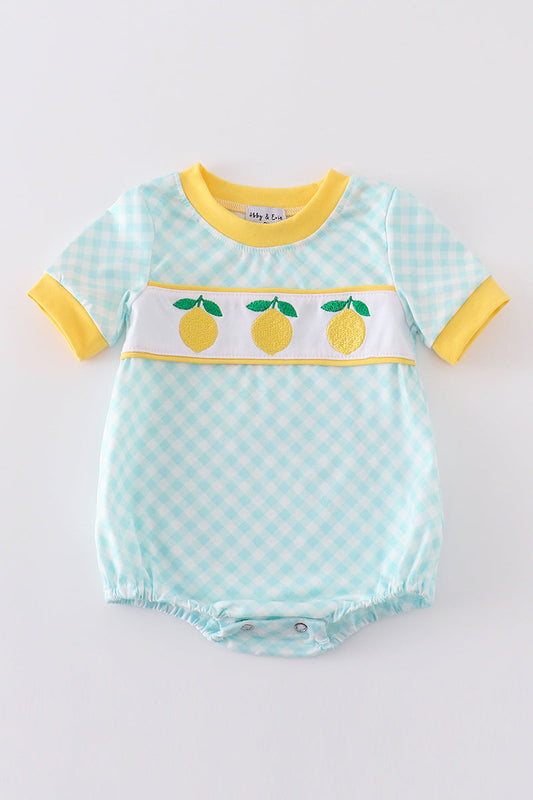 Mint lemon embroidery boy bubble