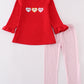 Red valentine's day heart embroidery girl set