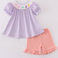 Purple bunny embroidery smocked girl set