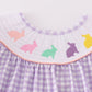 Purple bunny embroidery smocked girl set