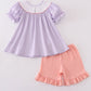 Purple bunny embroidery smocked girl set