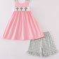 Pink easter cross french knot girl set