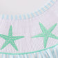 Blue stripe starfish embroidery smocked girl set