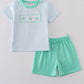 Blue stripe starfish embroidery smocked boy set