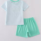 Blue stripe starfish embroidery smocked boy set