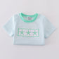 Blue stripe starfish embroidery smocked boy set