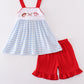 Blue baseball embroidery girl set