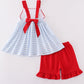 Blue baseball embroidery girl set