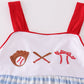 Blue baseball embroidery girl set