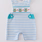 Blue stripe helicopter embroidery smocked boy jonjon