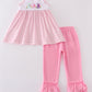 Pink bunny embroidery gingham set
