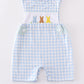 Blue bunny embroidery gingham jonjon