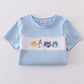 Blue Dr. Seuss embroidery smocked top