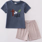 Blue he is risen embroidery boy set